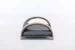 Lily Cat Bed Dog Bed Pet Sofa With Solid Wood frame, Cat Scratch Resistant PU Cushion,Mid Size,Dark Grey